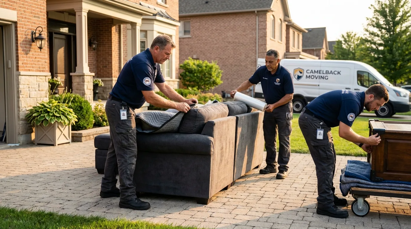 Large estate moving crew wrapping furniture in Ransomville, NY